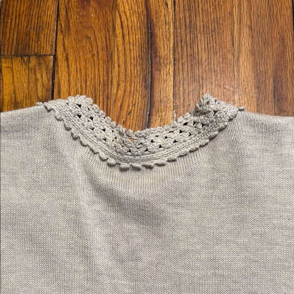 45 RPM Women's 100% Cotton Neutral Cream Front Knit V-Neck‎ Popover Sweater SZ L - Picture 9 of 10